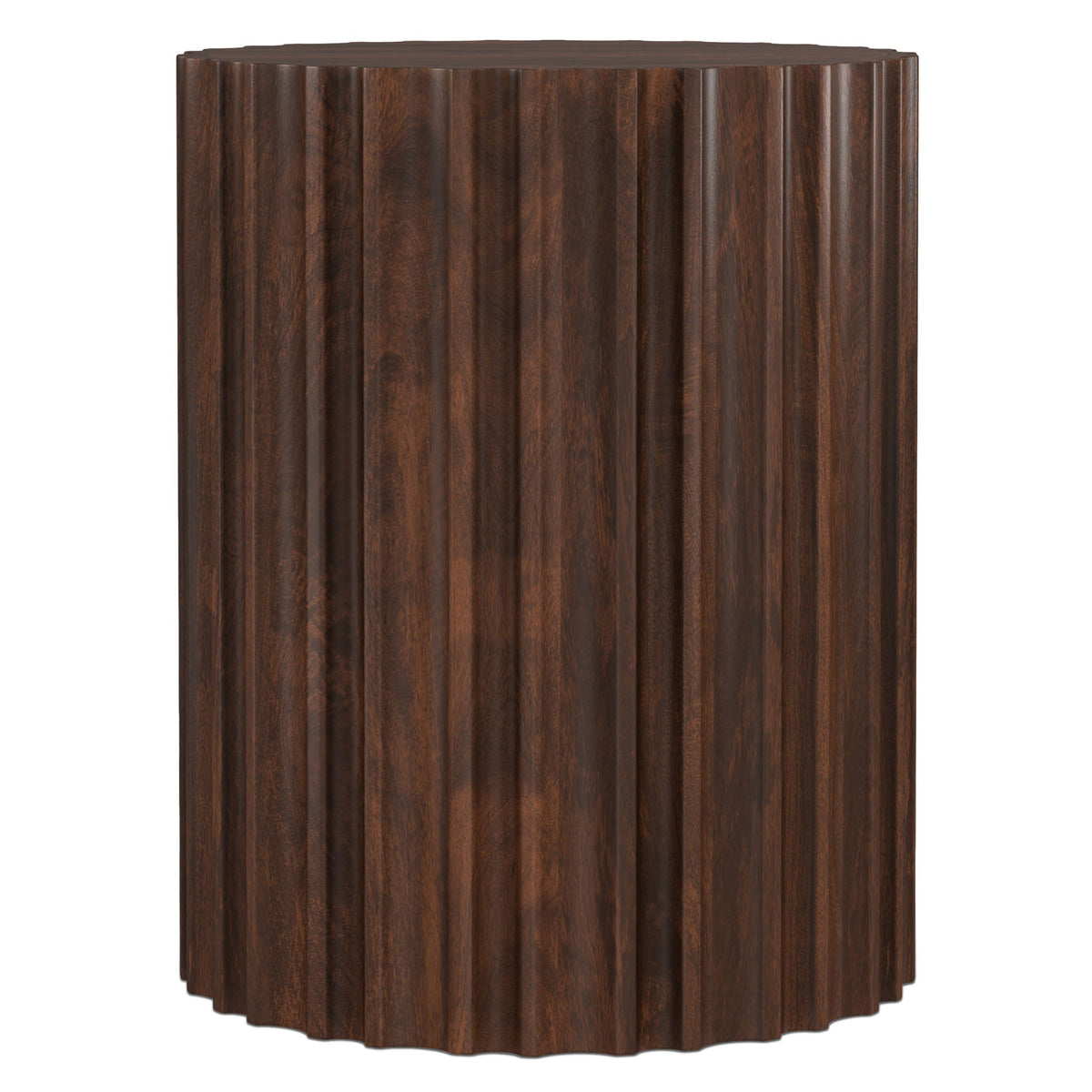 Rolf side table round wooden pedestal with dark walnut fluted panels by HouseOfZazla on Tampa Home & Garden Store