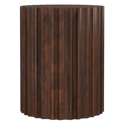 Rolf side table round wooden pedestal with dark walnut fluted panels by HouseOfZazla on Tampa Home & Garden Store