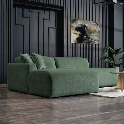 Mar high-quality stationary sectional sofa in green corded fabric by Unique Piece Furniture on Tampa Home & Garden Store