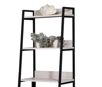 Wendral 24W Bookshelf etagere with natural wood shelves and black frame, 4-shelf display on Tampa Home & Garden Store