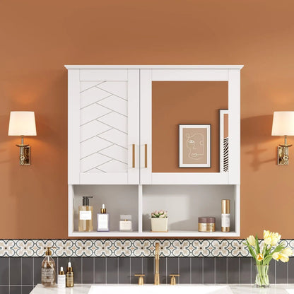 2-in-1 wall-mounted medicine cabinet with adjustable shelves by Unique Piece Furniture white on Tampa Home & Garden Store