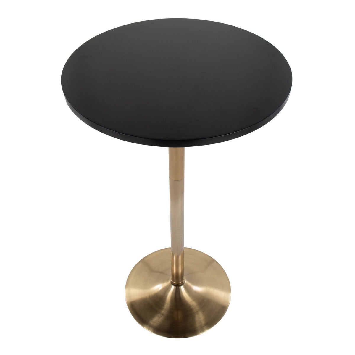 Pebble adjustable height table black wood top with brass base on Tampa Home & Garden Store