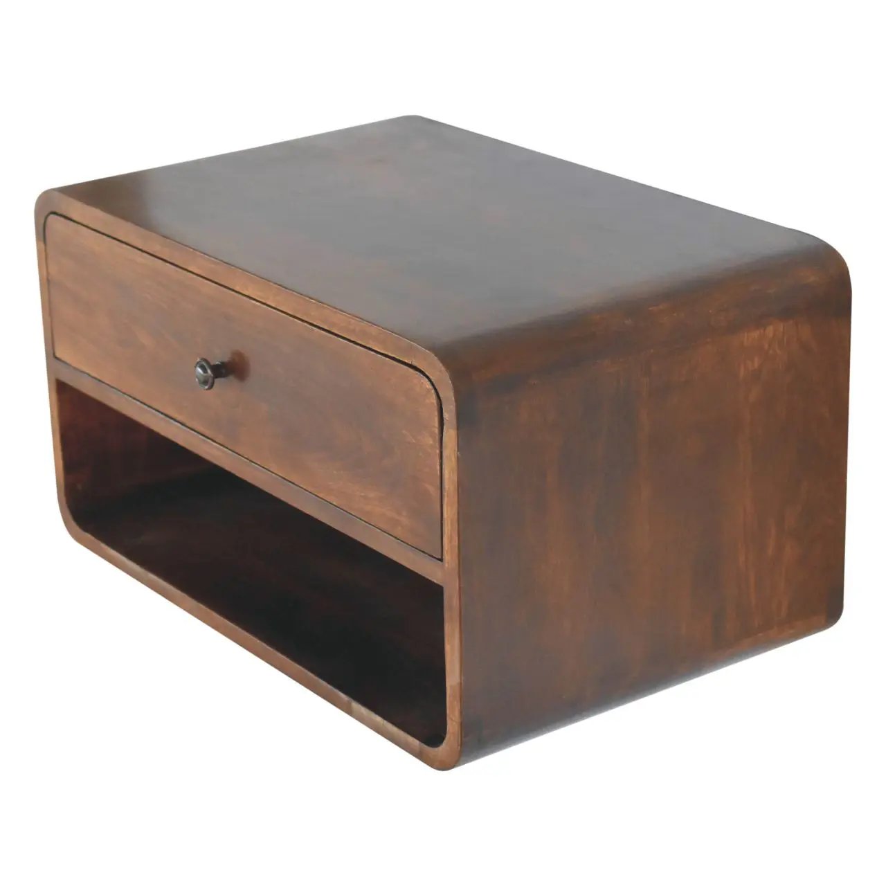 Curve Upper Slot Floating Nightstand with Drawer