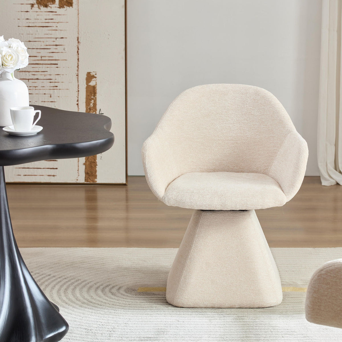 Beige velvet barrel-back swivel accent chair HouseOfZazla on Tampa Home & Garden Store