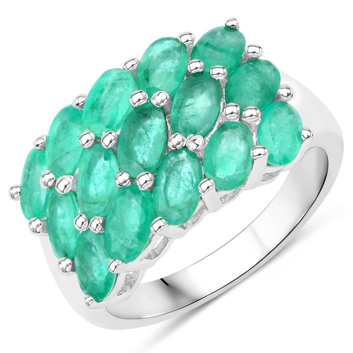 3.00ct Genuine Emerald cluster ring in .925 sterling silver by Bids.com on Tampa Home & Garden Store