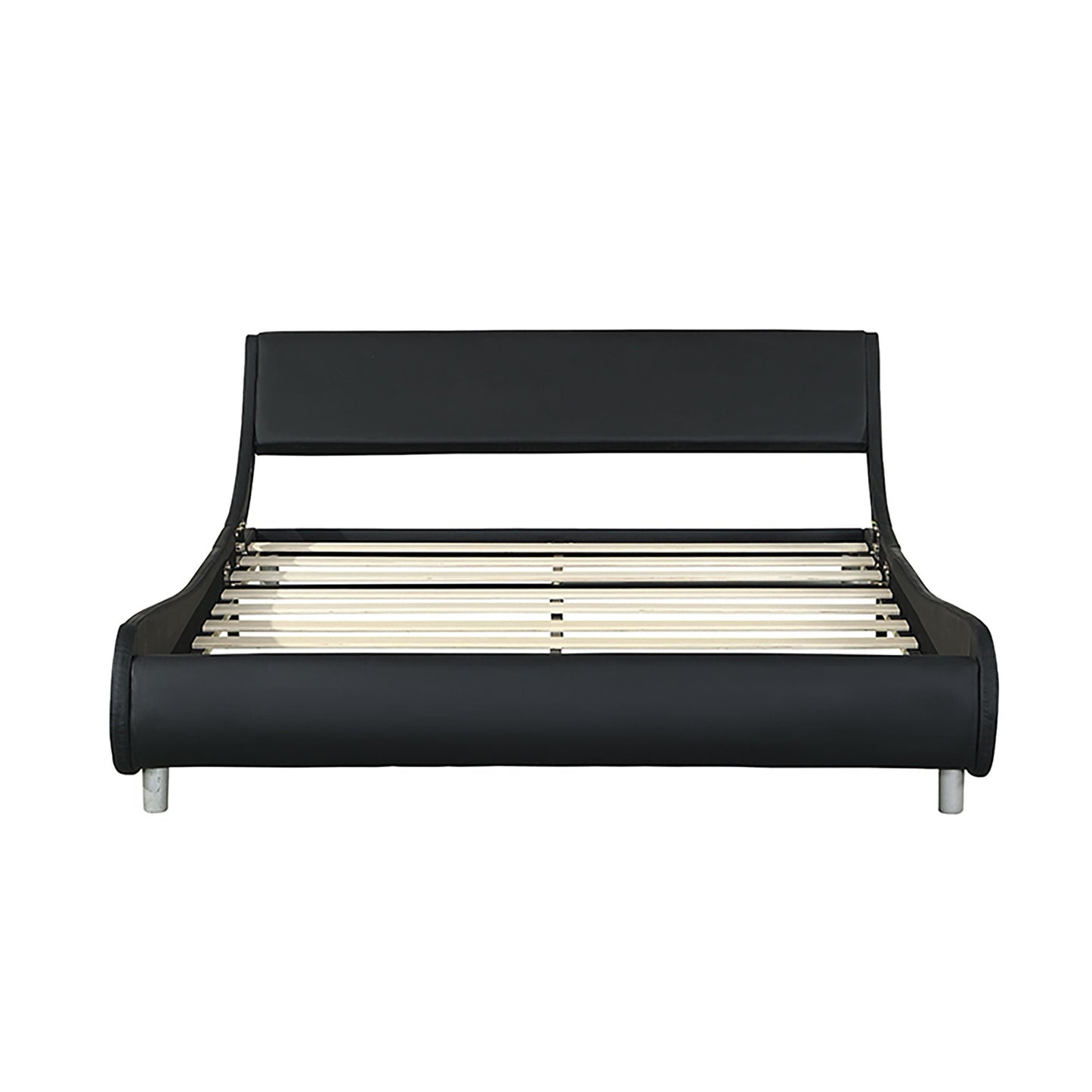 Queen Upholstered Led Bed Frame With Curve Black