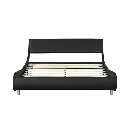 Queen Upholstered Led Bed Frame With Curve Black