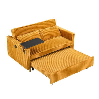 Pull Out Sofa With Movable Table and Usb Ports