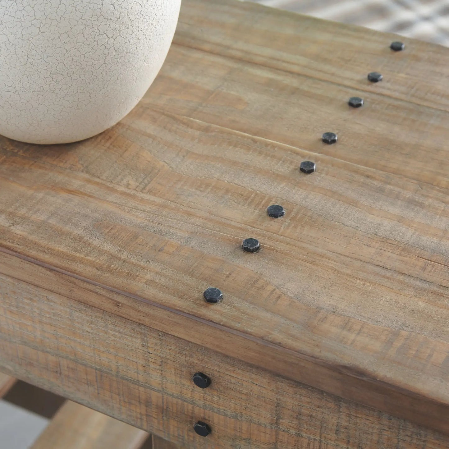 Susandeer Console Sofa Table brown wood with black riveted edge by Unique Piece Furniture on Tampa Home & Garden Store