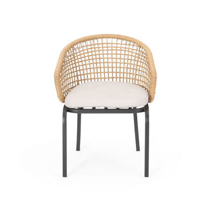 Outdoor and Indoor Wicker Chair with Iron Legs