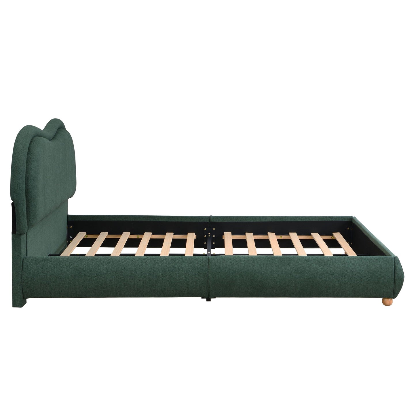 Upholstered Platform Bed with Curved Headboard