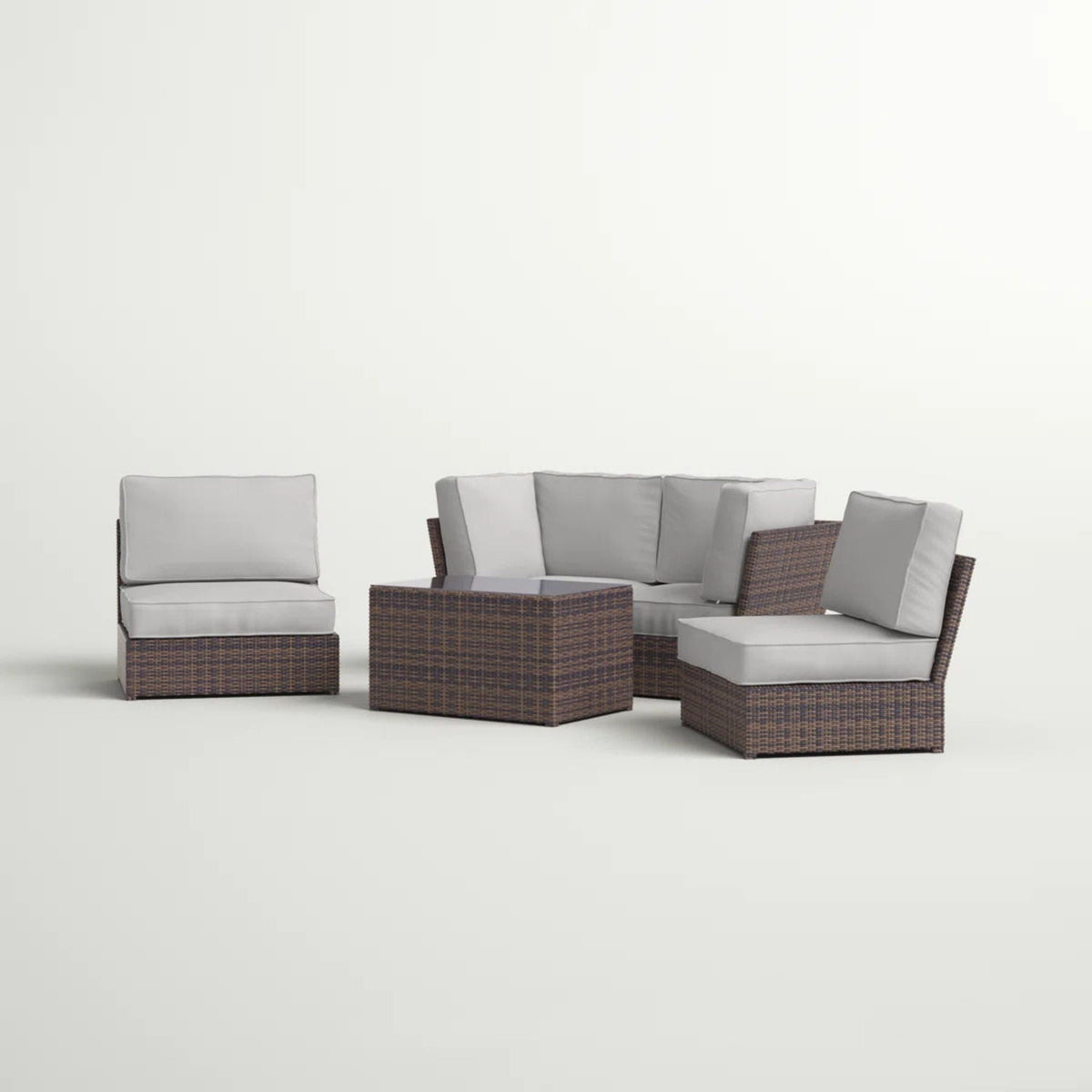 Comfortable Modern Patio Rattan Sectional Set With Cushions in brown wicker on Tampa Home & Garden Store