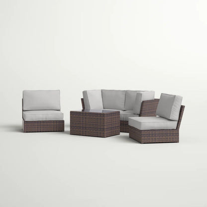 Comfortable Modern Patio Rattan Sectional Set With Cushions in brown wicker on Tampa Home & Garden Store