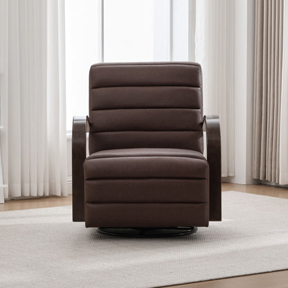 360° Swivel Accent Chair with Armrests dark brown leather round swivel base office chair on Tampa Home & Garden Store