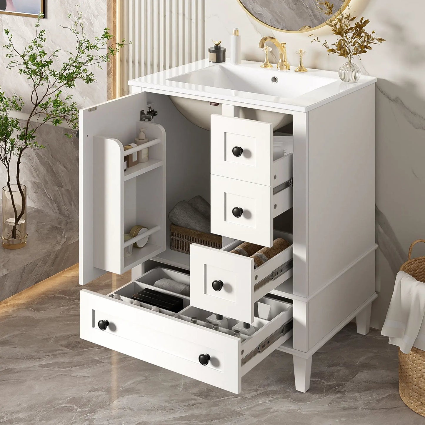 Bathroom Vanity With Basin and Soft Close Drawers
