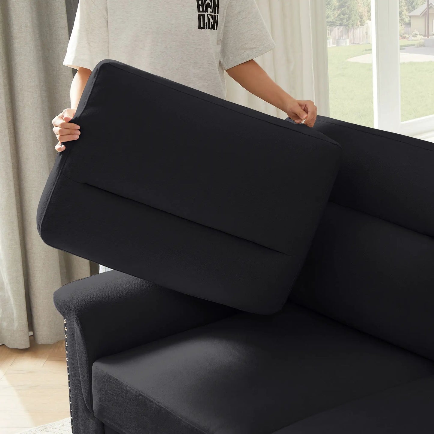 Three Seater Elegant Stationary Sofa for Living