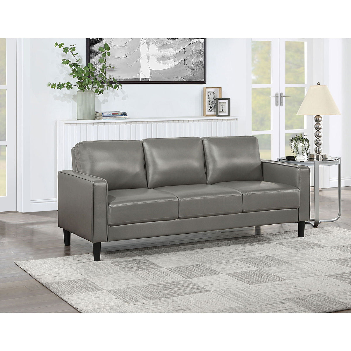 Farallone Contemporary Track Arm Plush Sofa