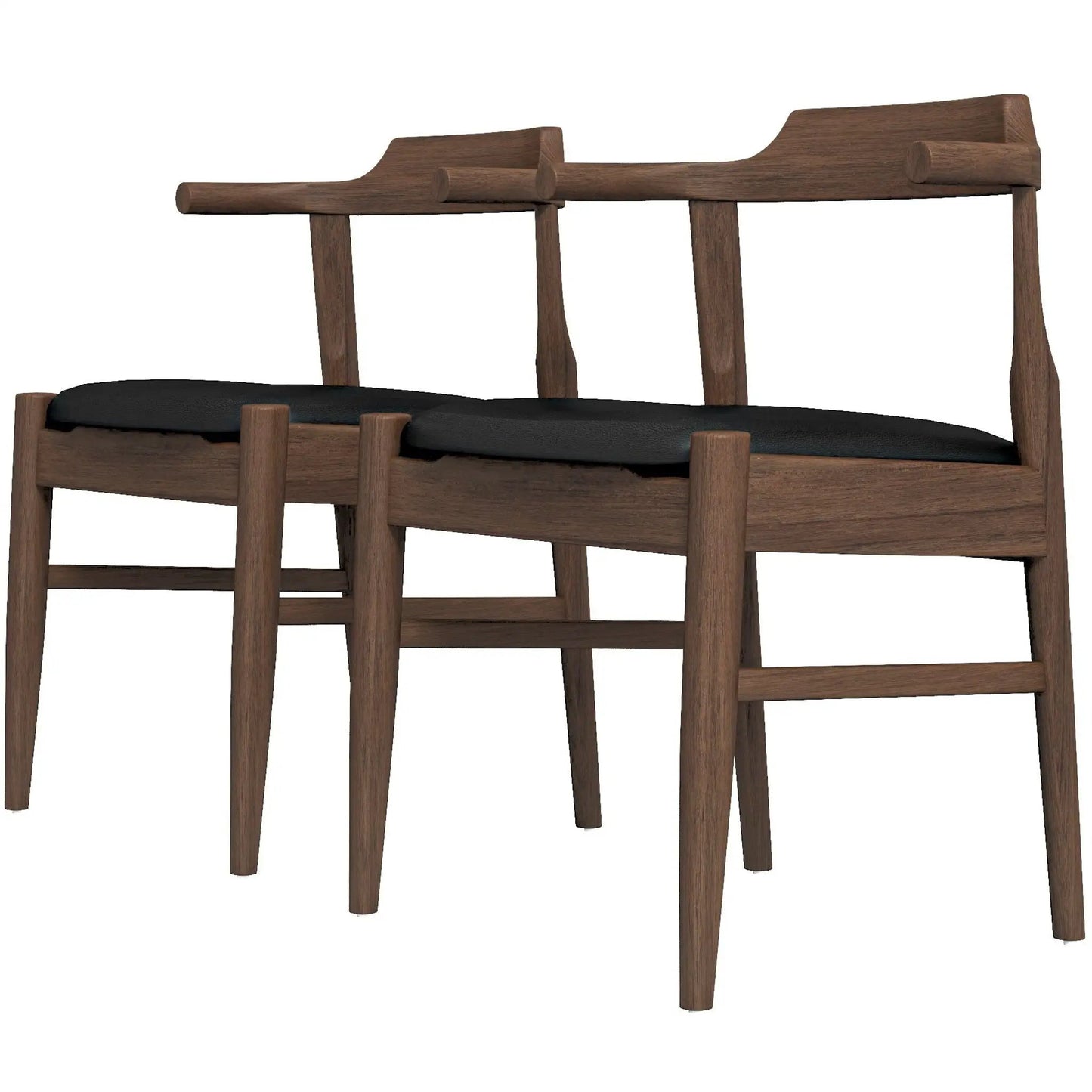 Leon mid-century dining chair set of 2 in dark wood with black cushions on Tampa Home & Garden Store