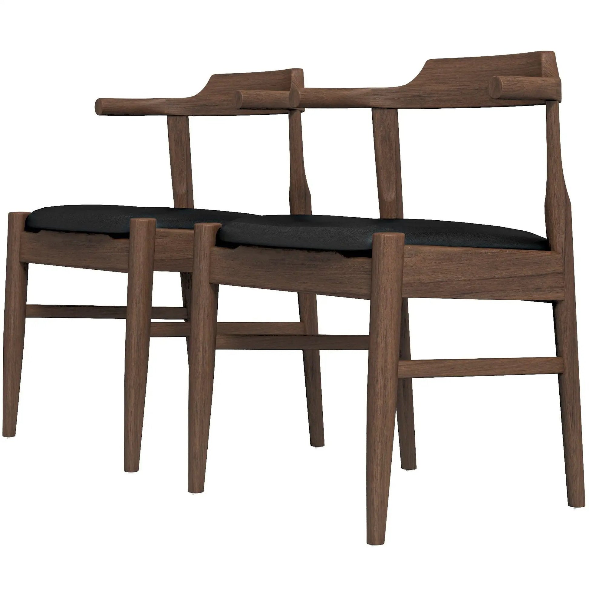 Leon mid-century dining chair set of 2 in dark wood with black cushions on Tampa Home & Garden Store