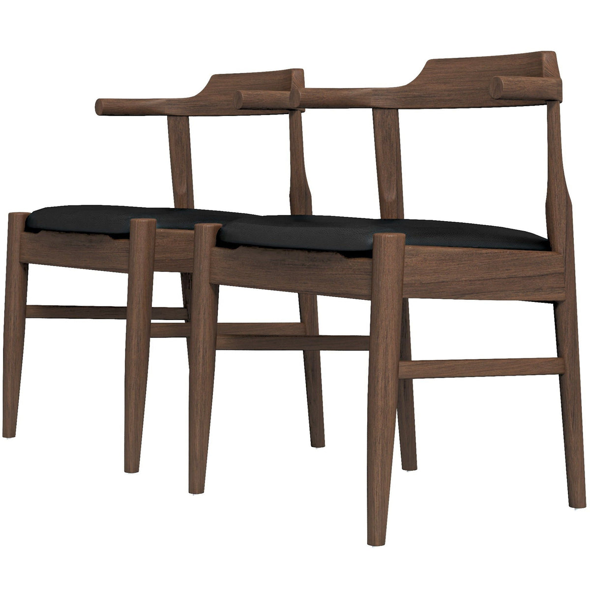 Mid-Century Modern Dining Chair Set of 2 wood frame dark finish black cushions HouseOfZazla on Tampa Home & Garden Store