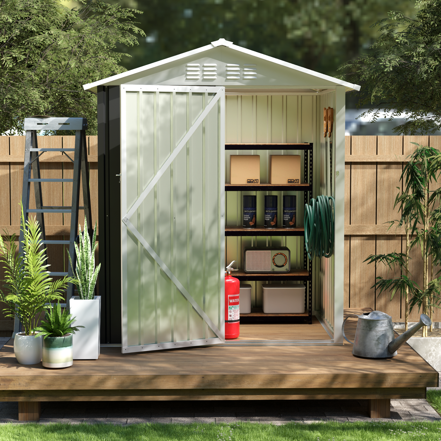 Sturdy Metal and Outdoor Shed with a Hinge Door