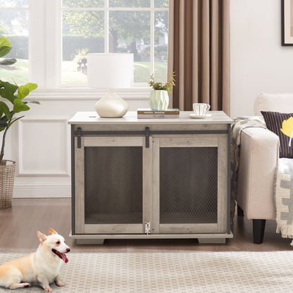 Farmhouse Dog Cage Crate Furniture sliding barn door by HouseOfZazla wood and mesh panels on Tampa Home & Garden Store