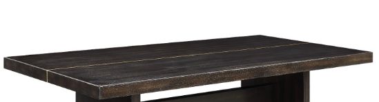 Jaramillo Rustic Dining Table espresso with gold accents, solid wood top by HouseOfZazla on Tampa Home & Garden Store