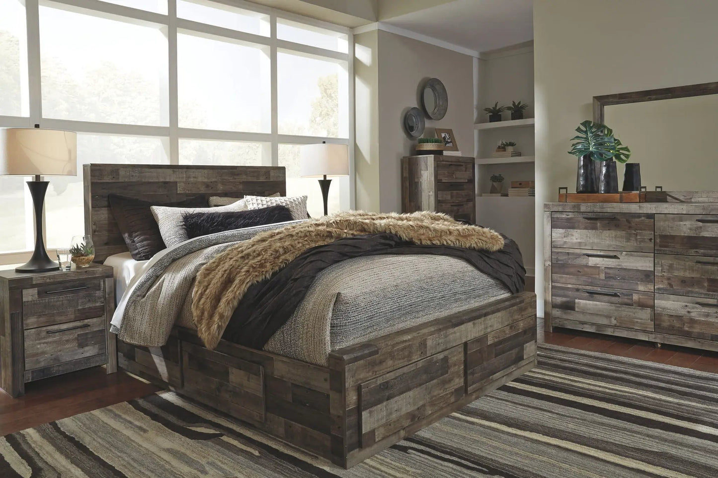 Derekson Panel Bedroom Set with Butcher Block