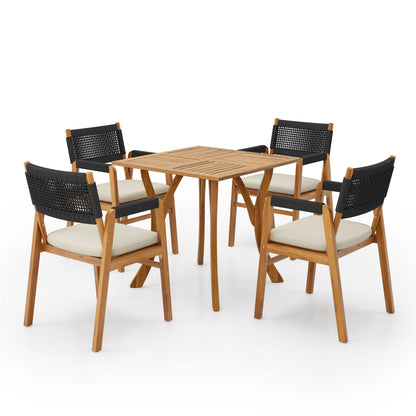 Rustic Patio Acacia Bistro Set with Cushions