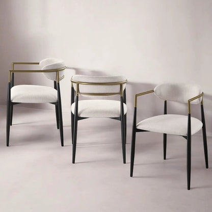Jaramillo chair set of 2 with beige upholstered seats and back, black legs with gold frame on Tampa Home & Garden Store