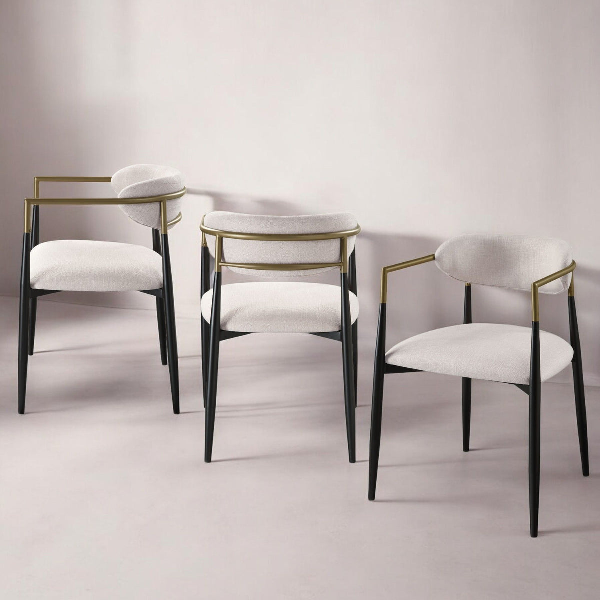 Black Contemporary Chair Set with Metal Frame, white upholstery, HouseOfZazla, set of 2 on Tampa Home & Garden Store