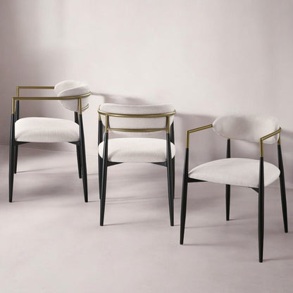 Black Contemporary Chair Set with Metal Frame, white upholstery, HouseOfZazla, set of 2 on Tampa Home & Garden Store