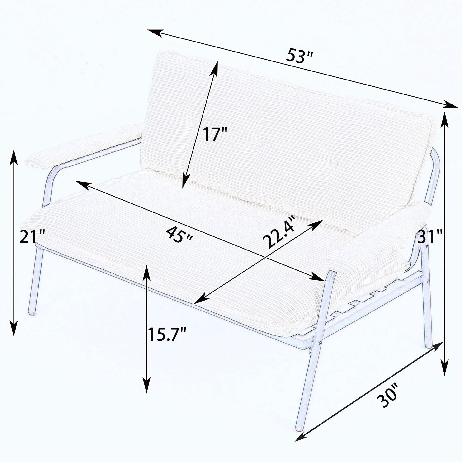 Modern metal-frame sofa with sponge-filled cushions in beige fabric by Unique Piece Furniture on Tampa Home & Garden Store