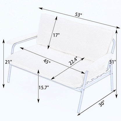 Stationary sofa by HouseOfZazla with metal frame and foam cushions in beige fabric 53-inch width on Tampa Home & Garden Store