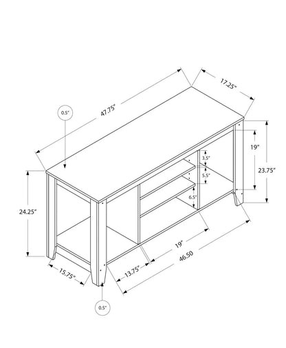 TV Stand by Unique Piece Furniture dimensioned drawing with open shelves and storage cubbies on Tampa Home & Garden Store