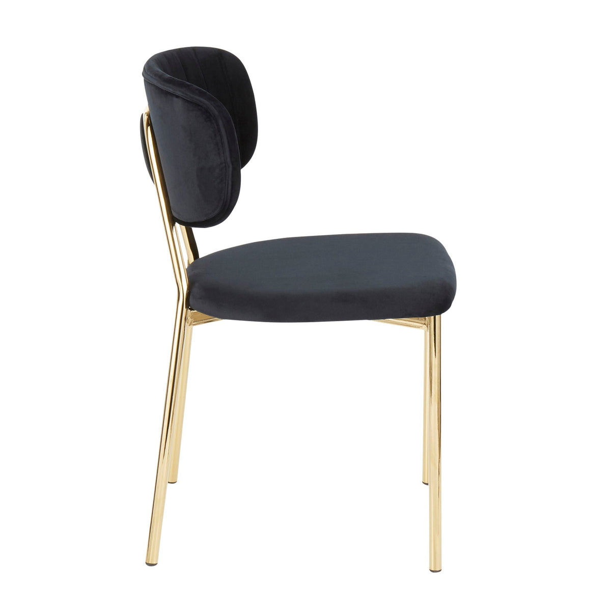 Contemporary glam chair set of 2 with tufted black velvet upholstery and gold legs on Tampa Home & Garden Store