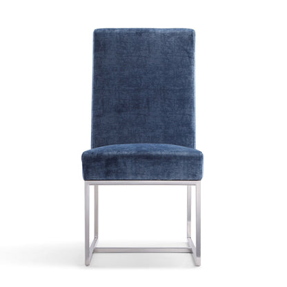 Element Dining Chair blue velvet upholstery with chrome metal legs HouseOfZazla on Tampa Home & Garden Store
