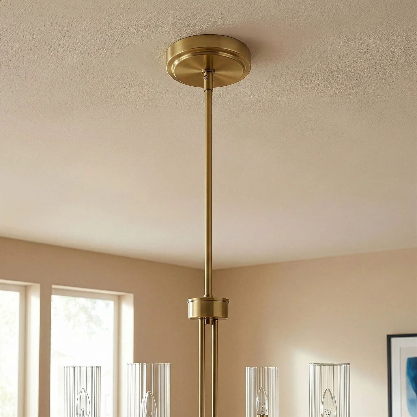 Enigma Four Lights Chandelier Satin Brass