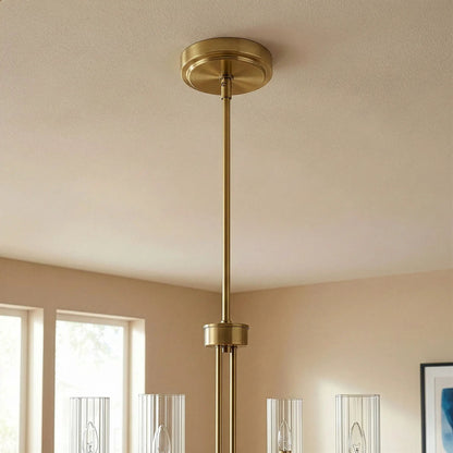 Enigma Four Lights Chandelier Satin Brass