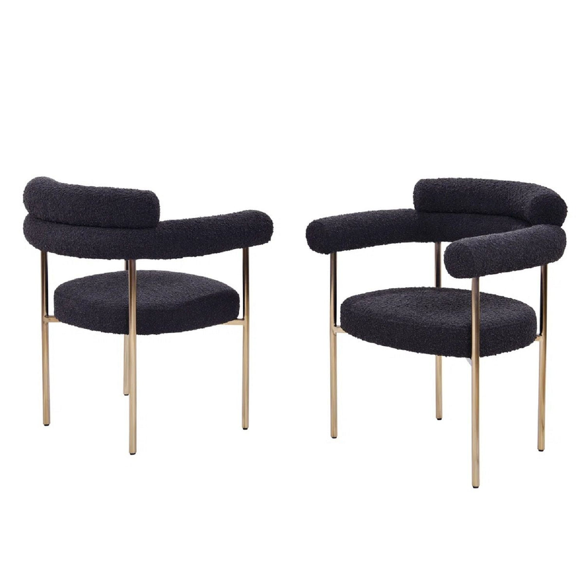 Upholstered Accent Dining Chairs with Armrests - Set of 2, black boucle fabric on Tampa Home & Garden Store
