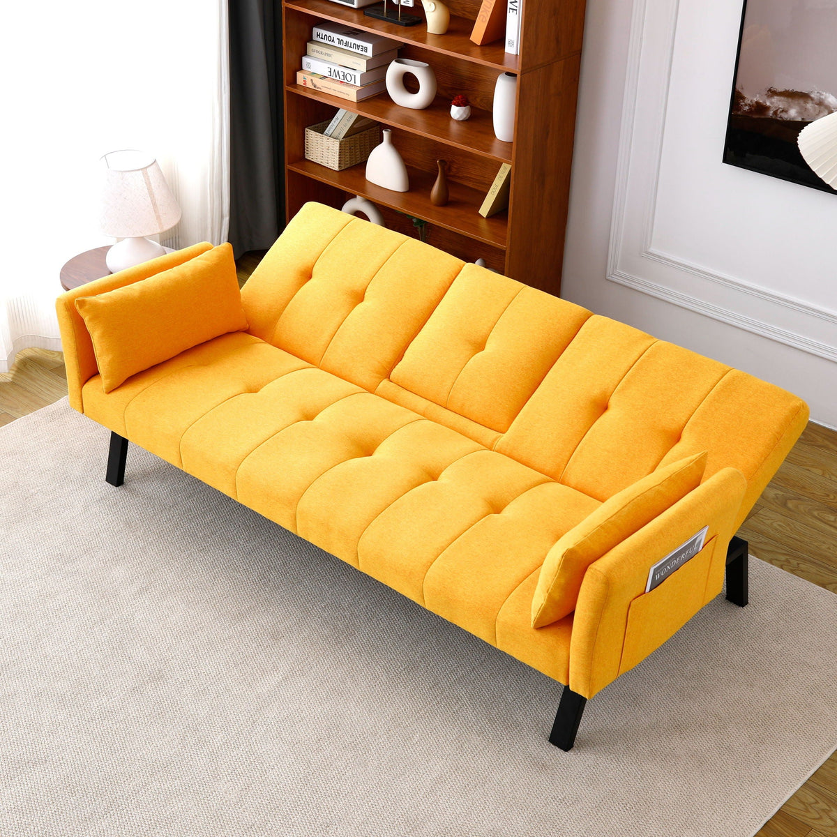 Compact Foldable Sofa Bed and Cup Holder