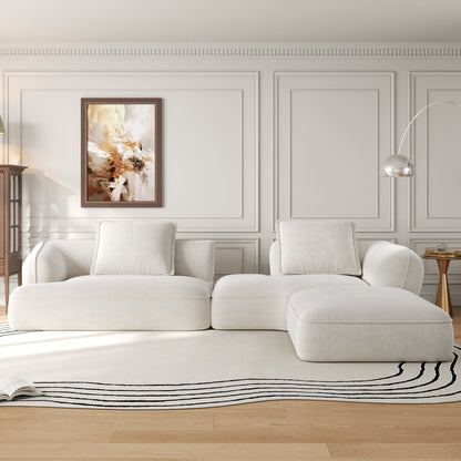 122-inch Modern L-Shaped Sectional Sofa with white upholstery and chaise by HouseOfZazla on Tampa Home & Garden Store