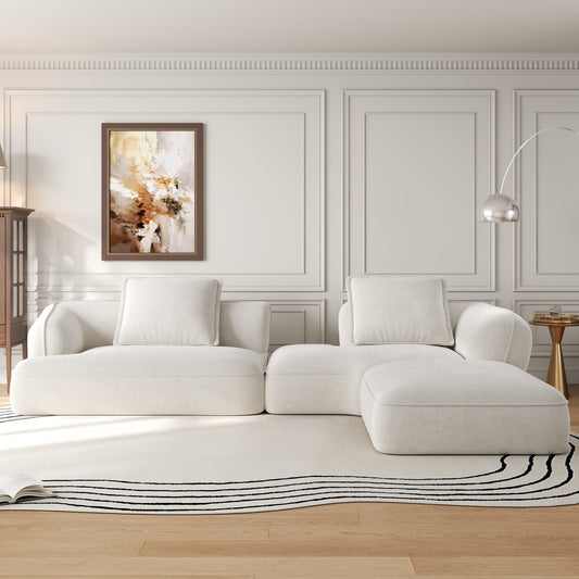 122-inch Modern L-Shaped Sectional Sofa with white upholstery and chaise by HouseOfZazla on Tampa Home & Garden Store