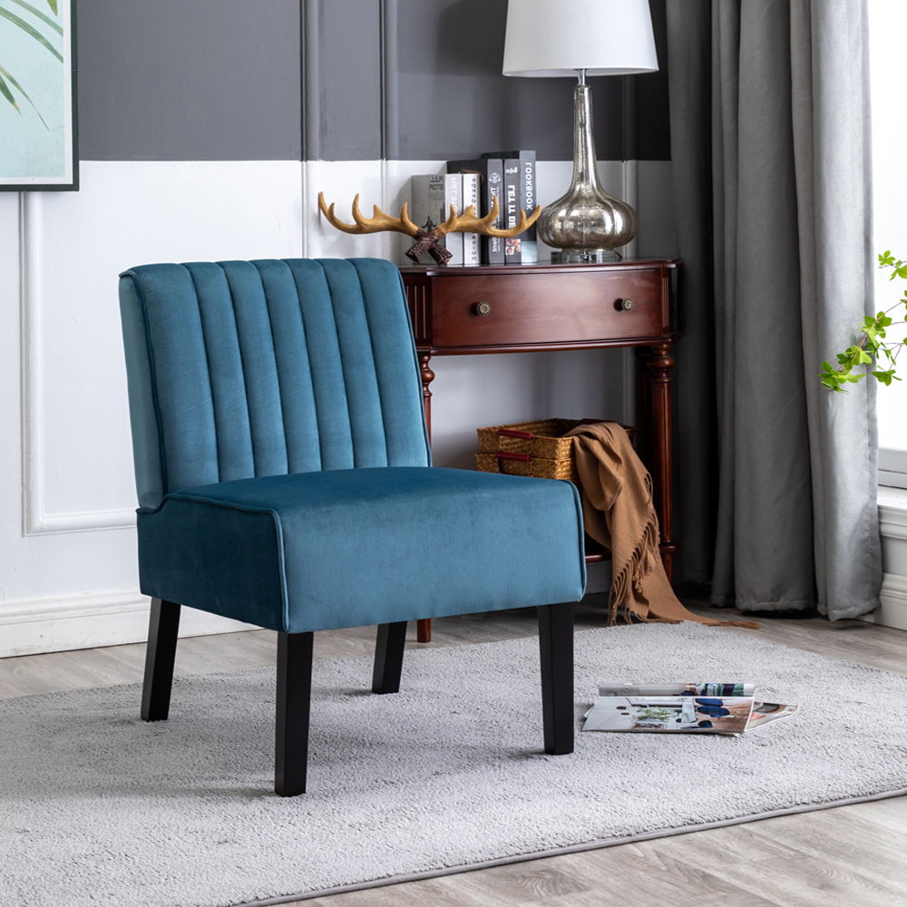 Reese Mid-Century Modern Accent Chairs set of 2 in blue velvet by Unique Piece Furniture on Tampa Home & Garden Store