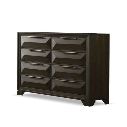 Dresser with mirror, espresso finish, 8 drawers, beveled bracket feet and metal handles on Tampa Home & Garden Store