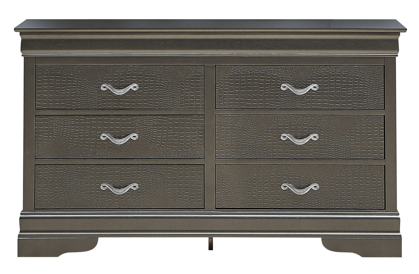 Dresser metallic black with crocodile-textured fronts and silver curved handles on Tampa Home & Garden Store