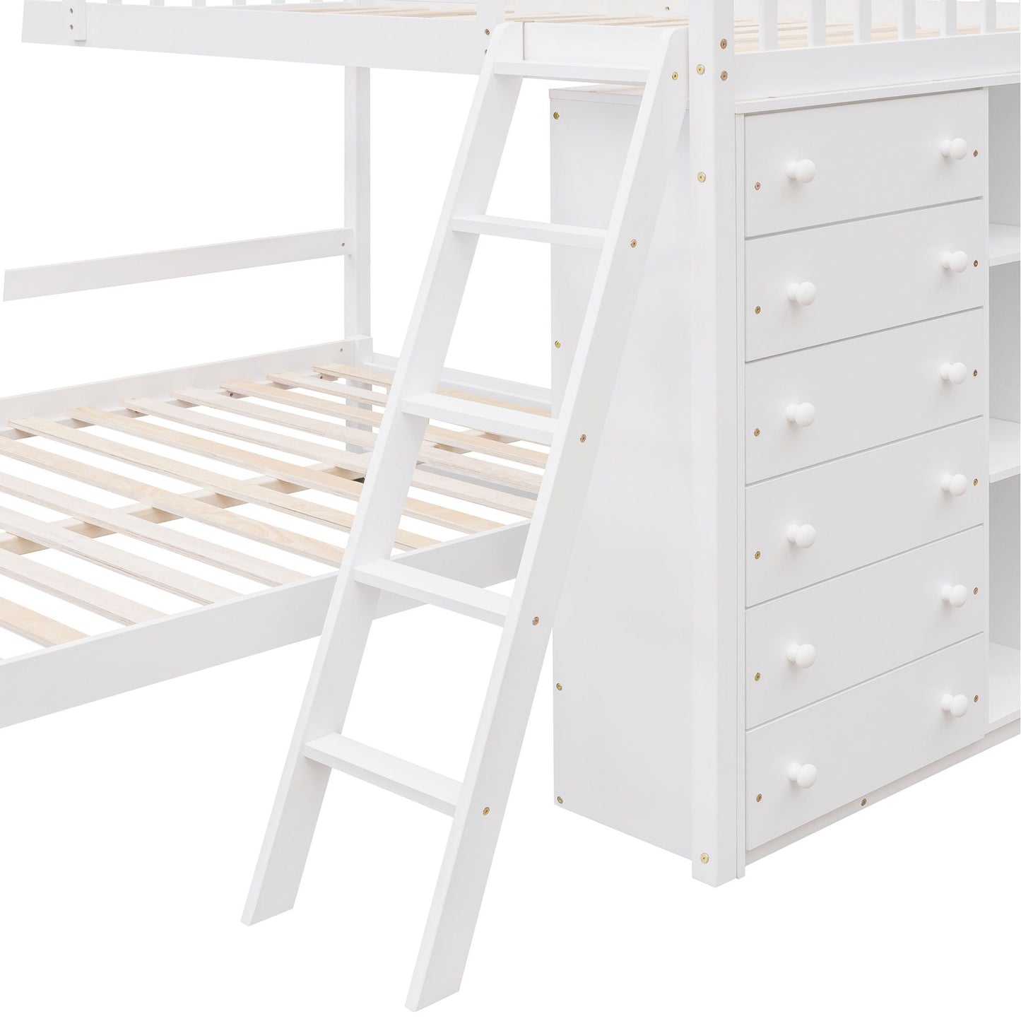 Bunk Bed With Six Drawers And Flexible Shelves