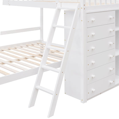 Bunk Bed With Six Drawers And Flexible Shelves