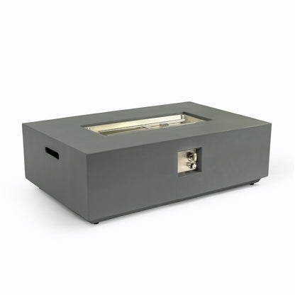 Rectangular fire pit table light gray with 50,000 BTU burner, gas controls, HouseOfZazla on Tampa Home & Garden Store