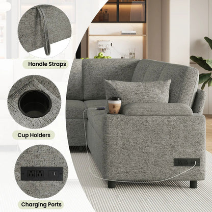U Shaped Sectional Sleeper Sofa With Ports
